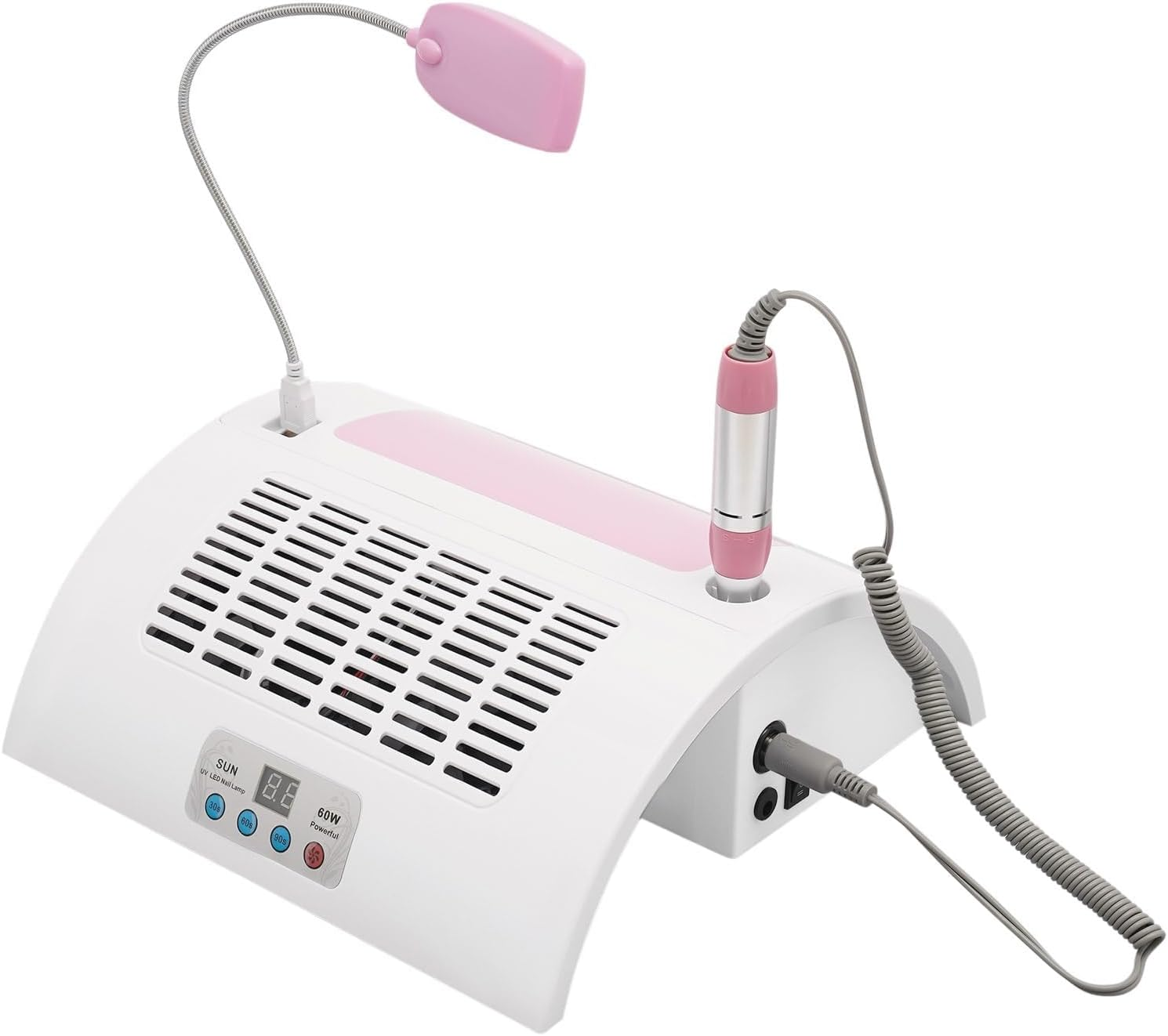 LUOFEISHUN 5-In-1 Manicure Machine, Nail Drill for Polishing, Timing Drying Nail Gel Machine, UV LED Nail Lamp, Nail Dust Collector Dust Vacuum Cleaner, Hand Rest Pillow for Home and Salon image number 2