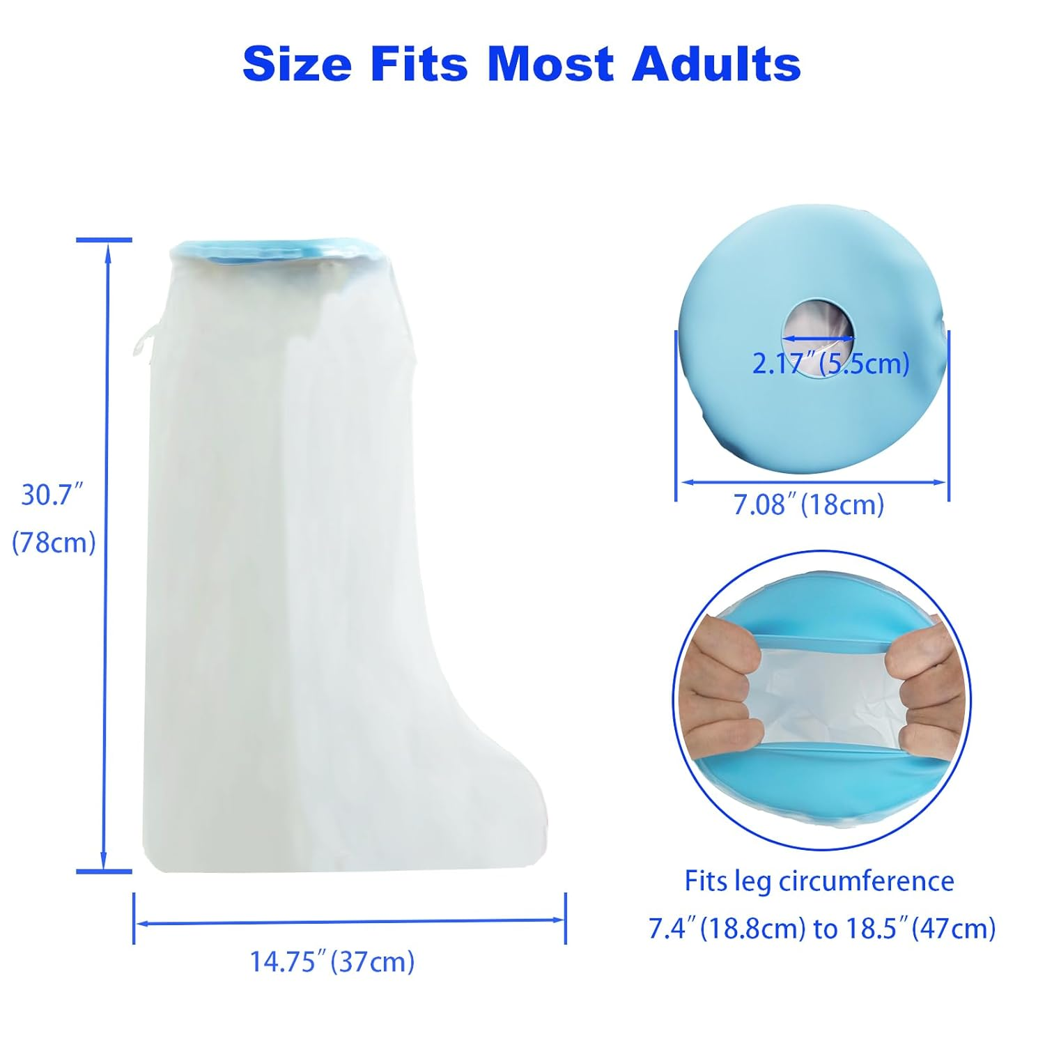 Wateproof Cast Covers for Shower Leg Adult, Full Leg Protector Shower Bandage Wound Showering for Broken Knee Foot Ankle Wound Burns Care Supplies, after Surgery Gifts,Reusable(30.7 In. Long) image number 5