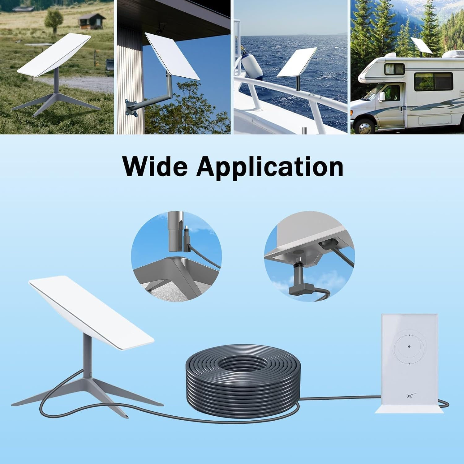 Starlink Cable 32.8FT for Starlink Actuated Gen 2, Replacement Standard Extension Kit, Waterproof V2 Cable with End Caps Gray (32.8FT/10M)