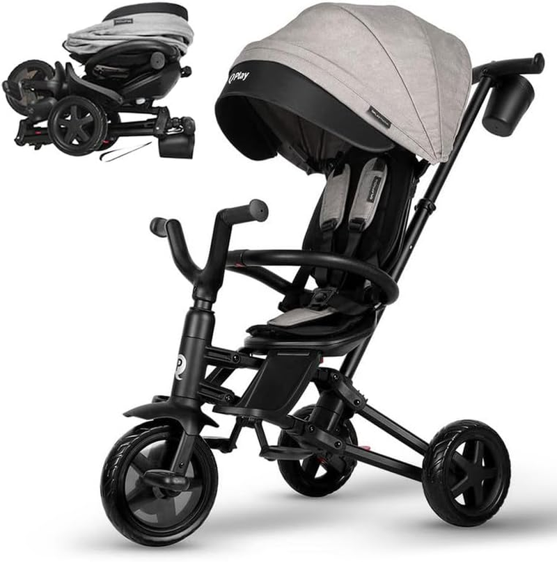 Q Play 6 In1 Kids Foldable Tricycle Toddler Stroller Trike Bike Ride on Toy Nova (Blue)