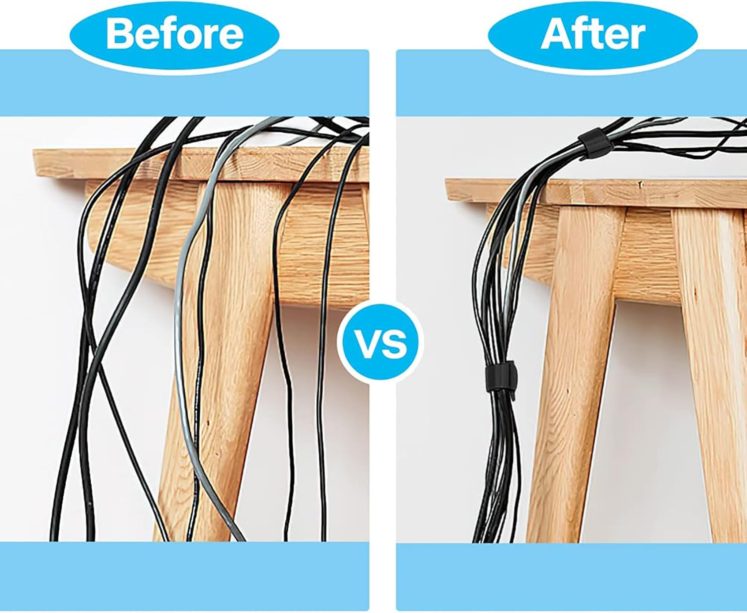 Reusable Cable Ties Reusable Zip Ties 120Pcs Cord Organizer Cable Organizer Cable Management Wire Organizer Wire Management Wire Tie Wraps Cablewrap Attache Cablekeeper Cablelabels image number 3