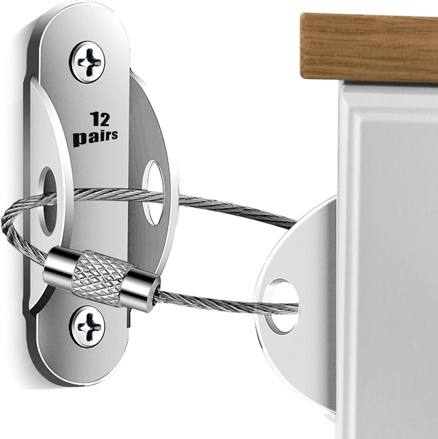 Wayfurr Furniture Anchors for Baby Proofing (12 Pack), anti Tip Wall Straps Secure 400 Lbs Dresser, Bookshelf & Cabinet, Child Safety