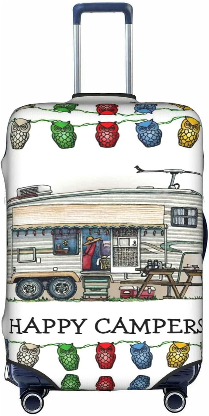 Odddot Happy Camper Print Travel Luggage Cover,Suitcase Protector Cover, Washable Baggage Covers,For 18-32 Inch Luggage, Happy Camper, Small image number 2