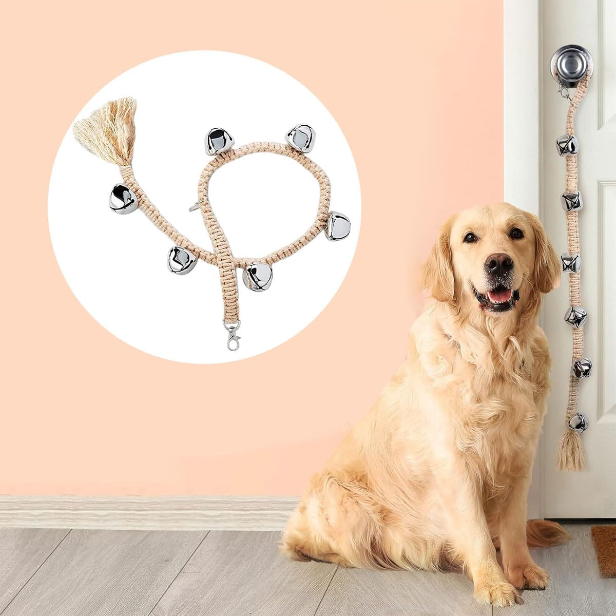 AIMALL 2PCS Dog Doorbell with 6 High-Quality Bells, Adjustable Hanging Rope for Potty Training, Fun & Effective Communication Tool for Dogs to Replace Barking image number 6