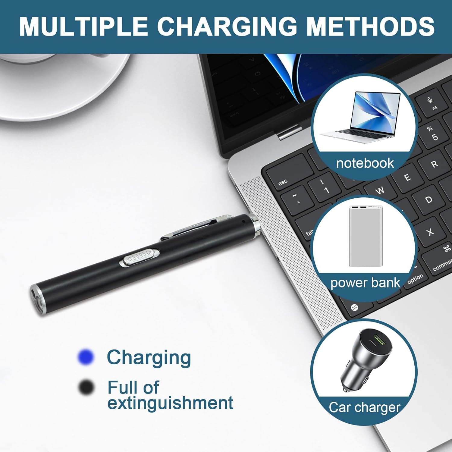 USB Rechargeable Pen Lights with Pupil Gauge & Ruler, LED Penlights,Warm/White Light, Stainless Steel Clip, Dual Source Penlight Flashlights for Home, Car, Emergencies, Inspection, Working, Repair image number 3