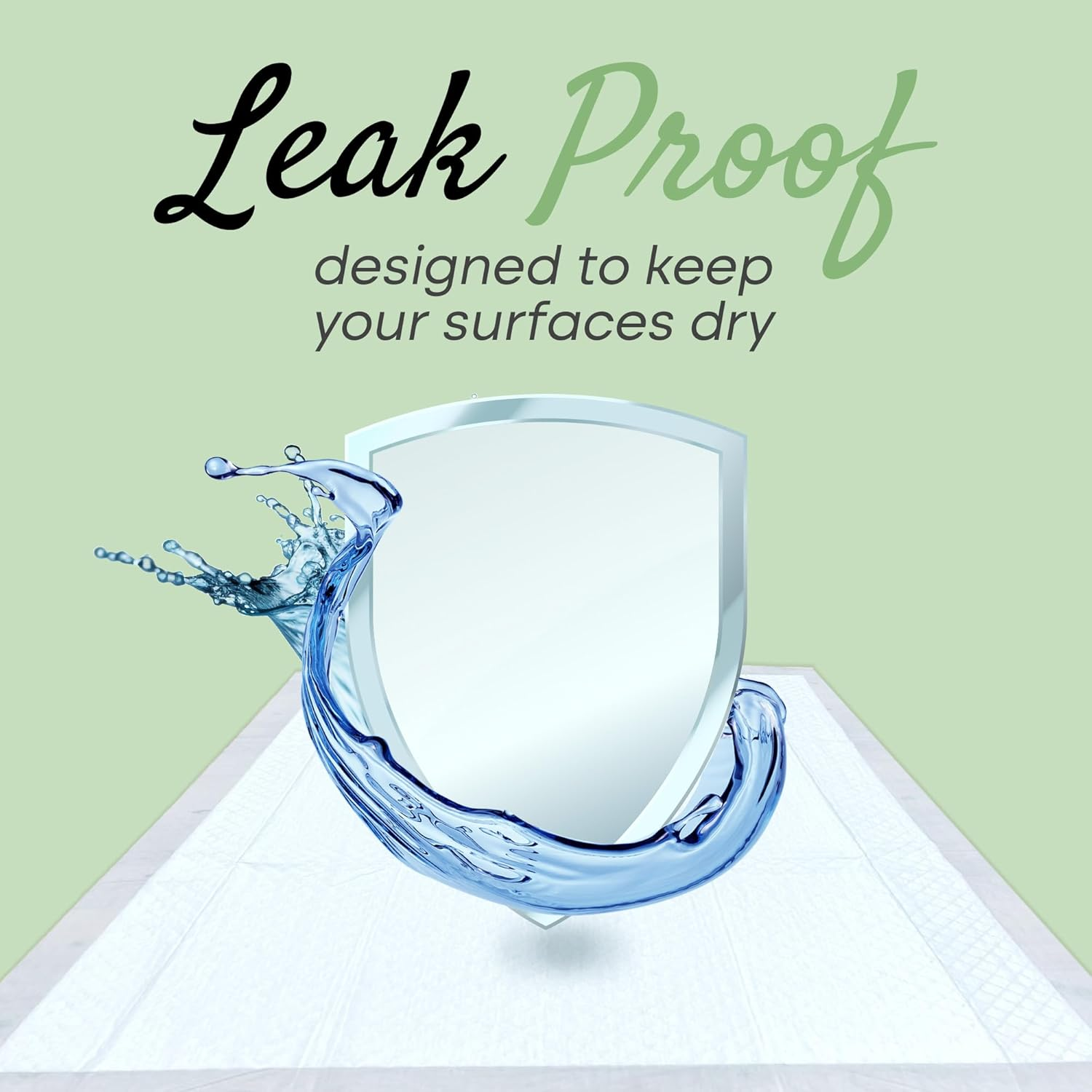 Disposable Changing Pads for Baby (50 Pack) Super Soft and Ultra Absorbent Baby Changing Pad - Leak Proof Diaper Changing Pads for Stress-Free Baby Diaper Changes - White - Green Elephant image number 6