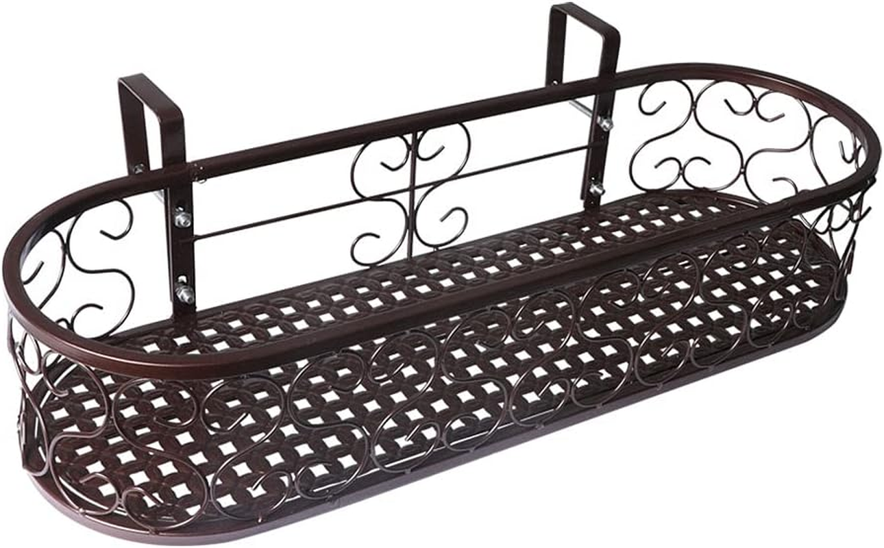 Levede Metal Oval Hanging Basket Plant Stand, Black