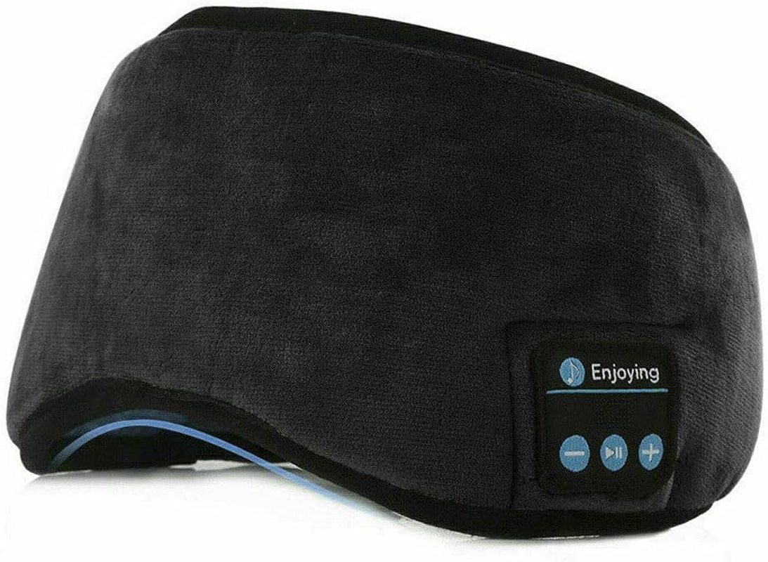 Wireless Bluetooth 5.0 Stereo Eye Mask Headphones Earphone Sleep Music Mask PB (Black)