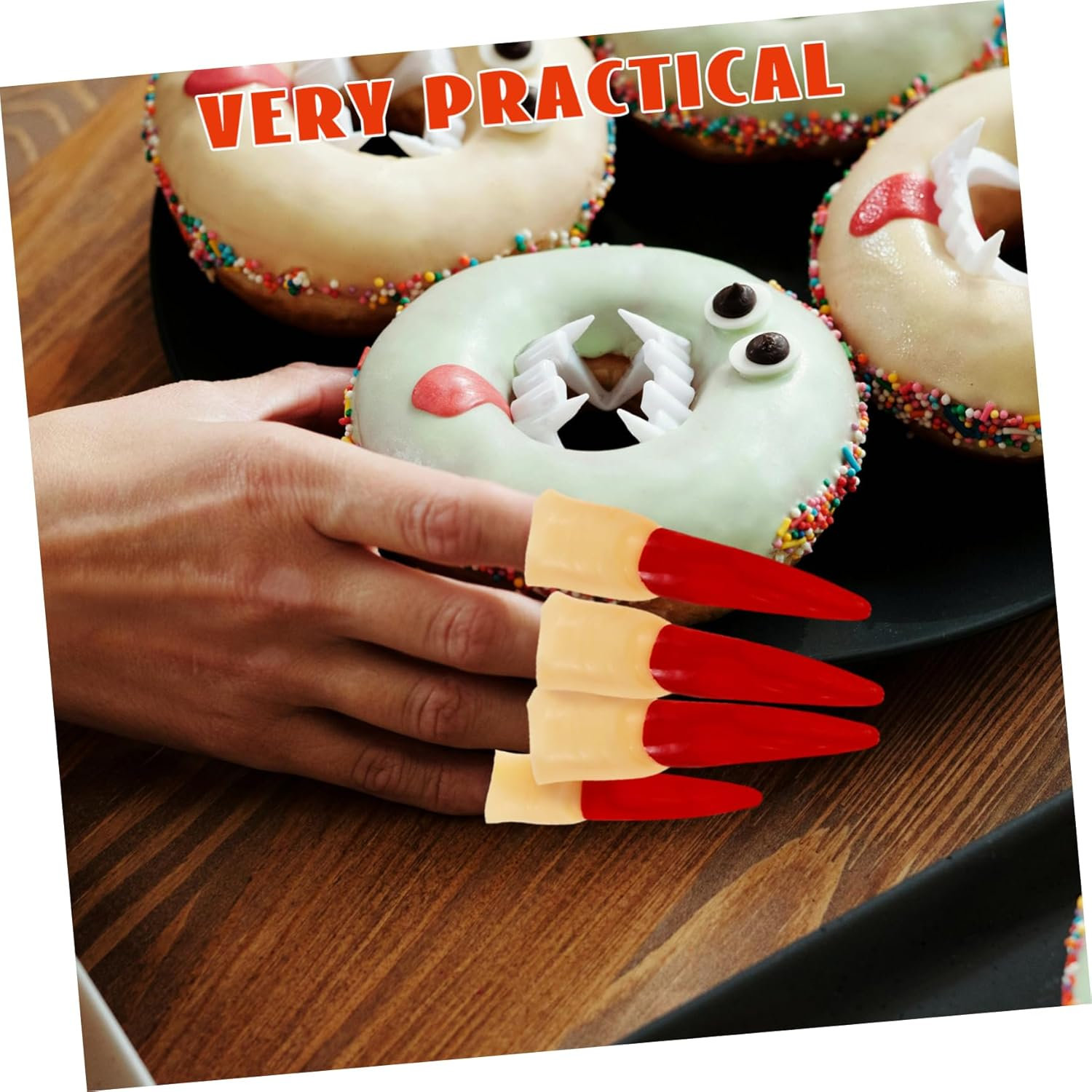 Reusable Halloween Witch Finger Fake Finger Prop Red Large Nail, Multi-Function Decorative Rubber Halloween Accessory for Party Costume and Festival image number 5