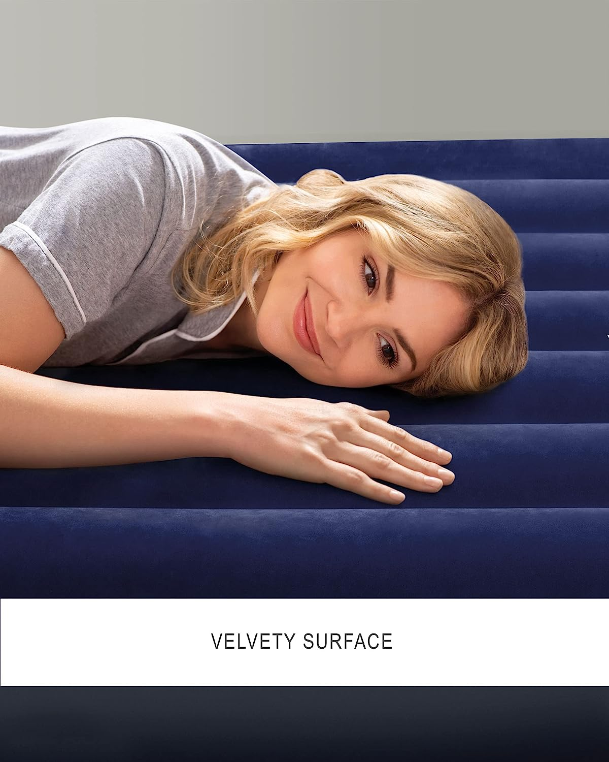 INTEX 64757E Dura-Beam Standard Downy Air Mattress: Fiber-Tech &ndash; Twin Size &ndash; 10In Bed Height &ndash; 300Lb Weight Capacity &ndash; Pump Sold Separately Blue image number 2