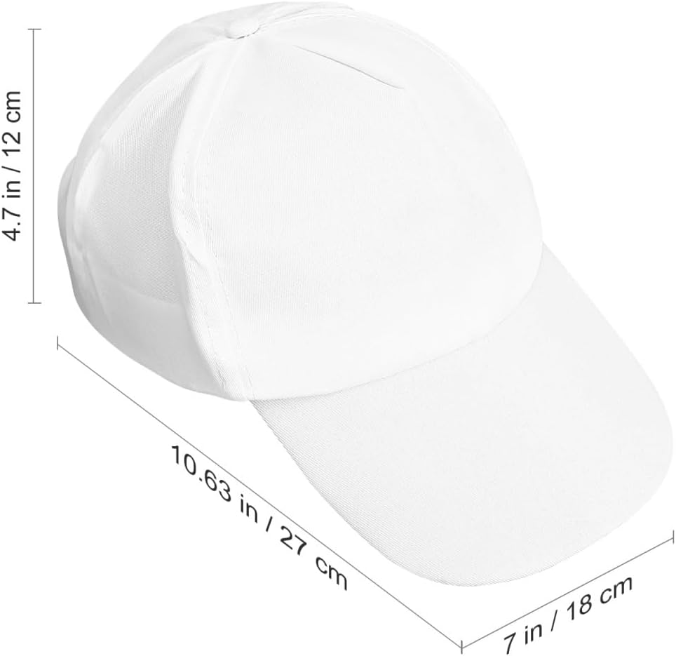 STOBOK 10Pcs Plain Blank Cotton Baseball Caps - DIY Kids Painting Hats for Art Craft, White Sun Hats for Outdoor Sports image number 1