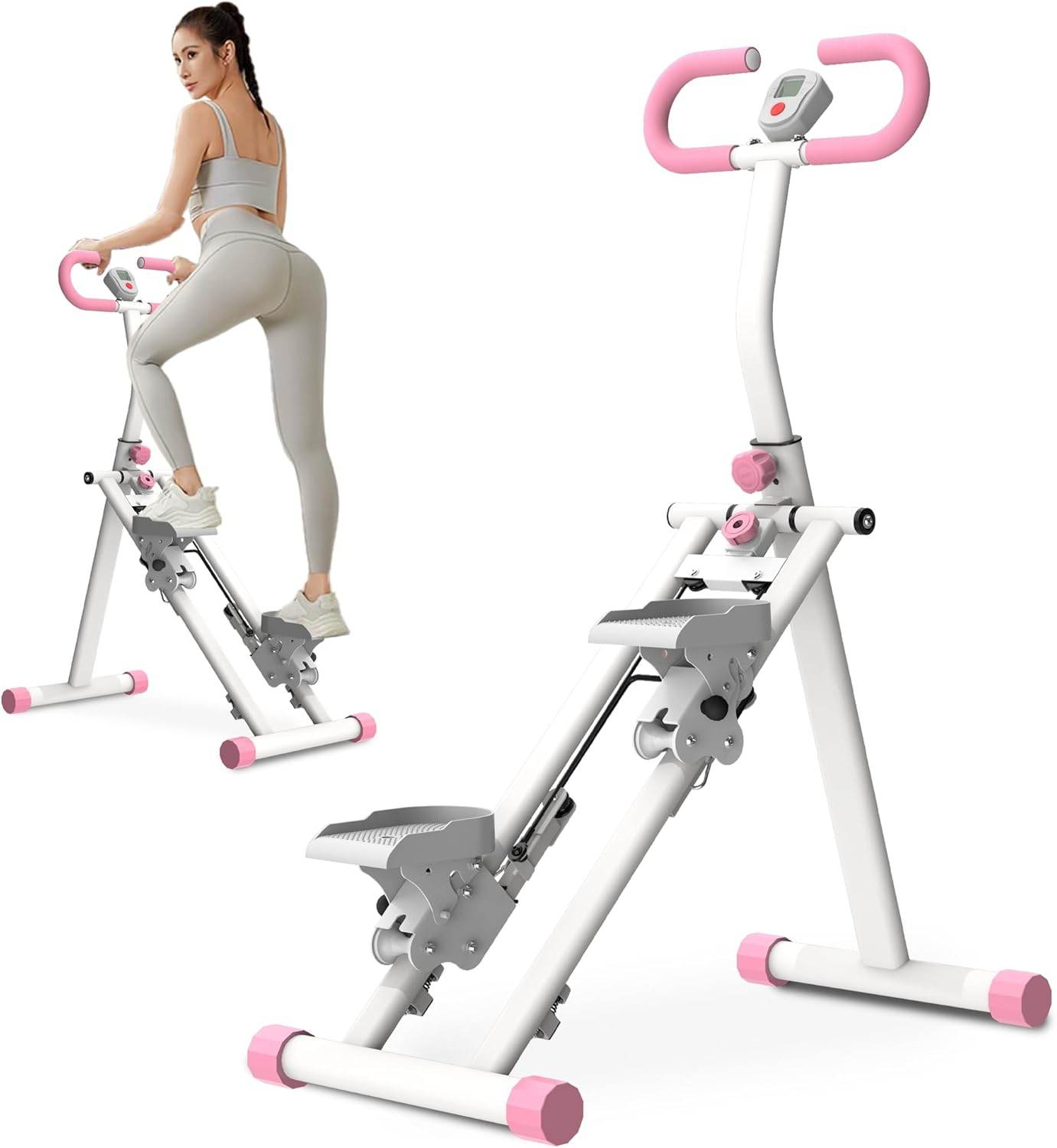 Stair Stepper for Home-Upgrade Vertical Climber Workout Machine for Full-Body Exercise Climber Fitness Equipment with Stable Frame Adjustable Handlebar-Pink
