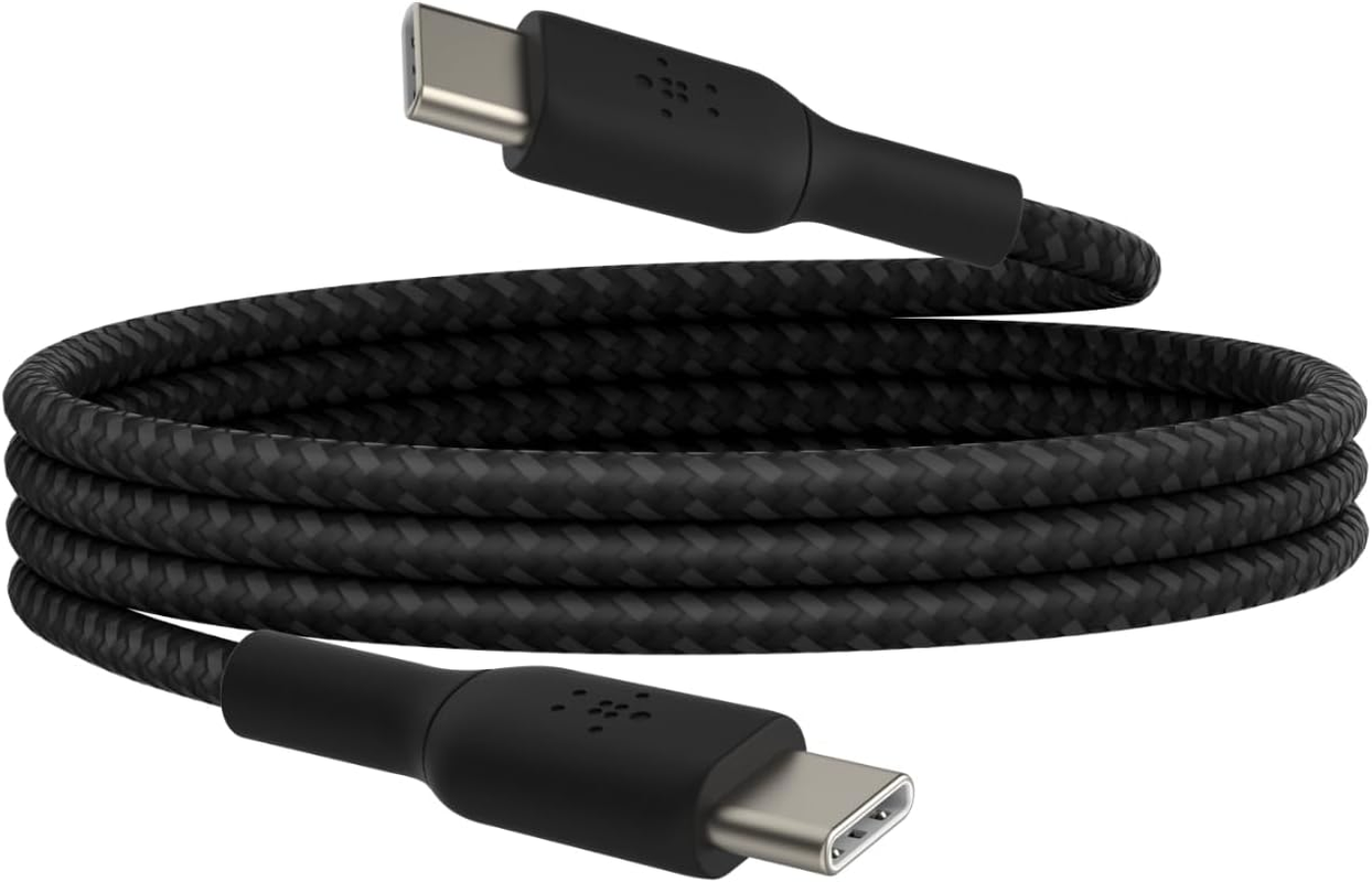 Belkin Cab004Bt1Mbk Braided USB-C to USB-C Cable (Boost Charge USB-C Cable, USB-C Fast Charge Cable for Note10, S10, Pixel 4, Ipad Pro and More) USB Type-C Fast Charging Cable, Black, 3.3 Feet