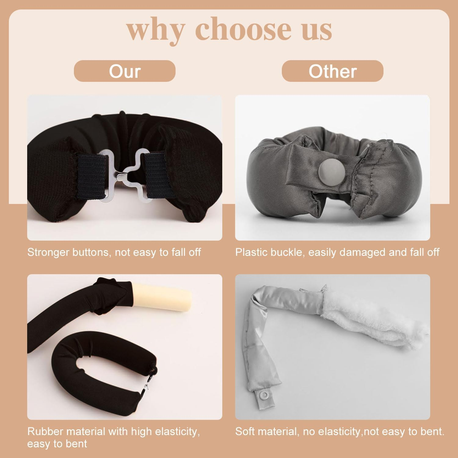 5PCS Heatless Hair Curler, Heatless Curlers Headband with Hook and Kerchief, Hair Curlers No Heat for All Hairs Types, Soft Hair Roller for Sleeping, Heatless Curling Set Overnight Curls (Pink, 5 Pack) image number 6