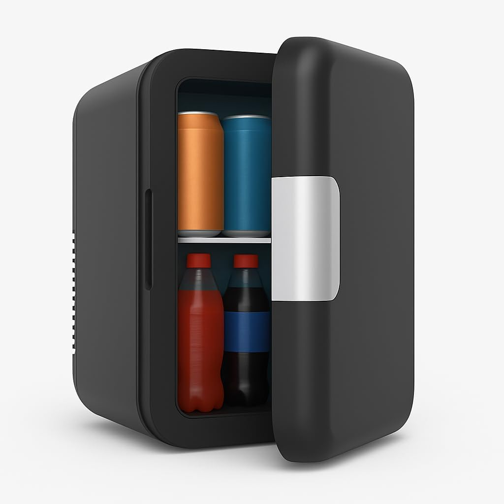 ADVWIN Black Mini Fridge for Bedroom - Portable 4L/6 Can Electric Plug in Cooler & Warmer for Food, Drinks, Beauty & Makeup, Black image number 3