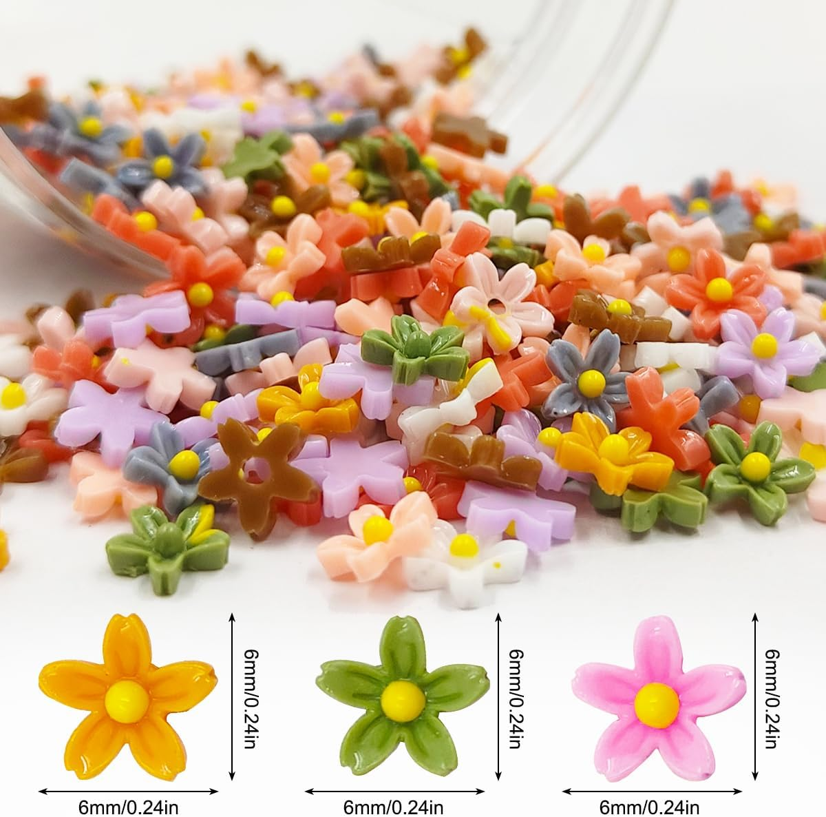 3D Flower Nail Charms, Yucool 350Pcs 3D Acrylic Flower Nail Art Rhinestones,Cute Colorful Flower Set for Nail Decorations image number 1