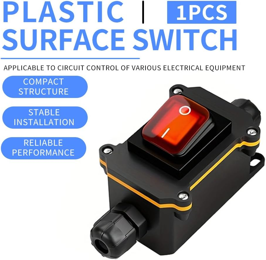 1 Pcs 4 Pin Marine Waterproof DPST Rocker Switch-Box Toggle Switch 30A Heavy Duty 12V-24V LED Illuminated, for Boat, Car, Yacht Control (Red) image number 3