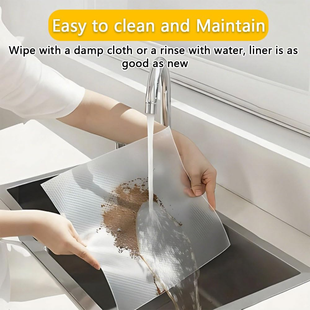 2 Rolls Clear Non-Slip Shelf Liner for Kitchen Cabinets and Drawers &ndash; Waterproof, Oil-Proof, Non-Adhesive, Easy-To-Cut Liner for Pantry, Fridge, Cupboards, and Storage Shelves image number 2