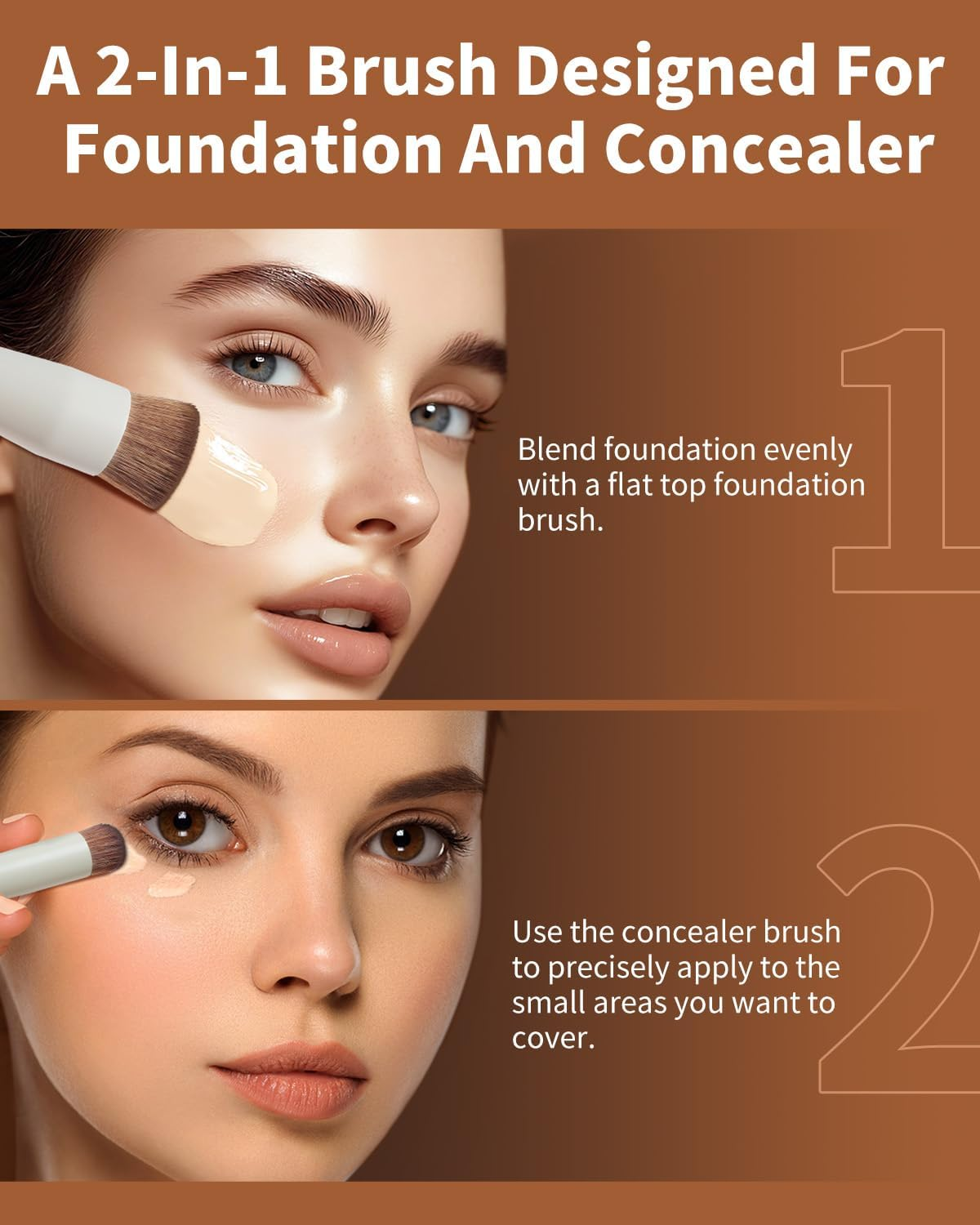 EIGSHOW Foundation Brush, Undereye Concealer Brush Oblique Concealer Brush Kabuki Brush, Flat Foundation Makeup Brush, Cream Application (D110)