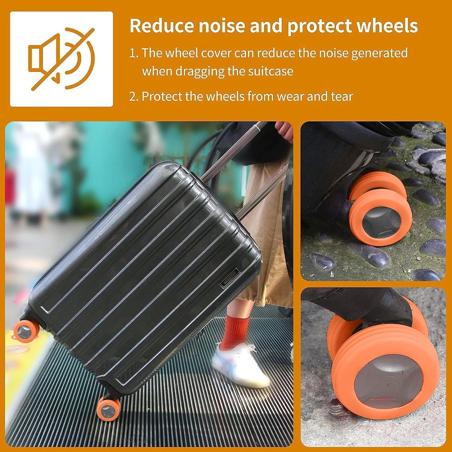 Luggage Wheel Cover | 8PCS Silicone Wheel Covers for Most Luggage | Portable Reduce Noise Suitcase Wheels Cover | Silicone Luggage Accessories image number 4