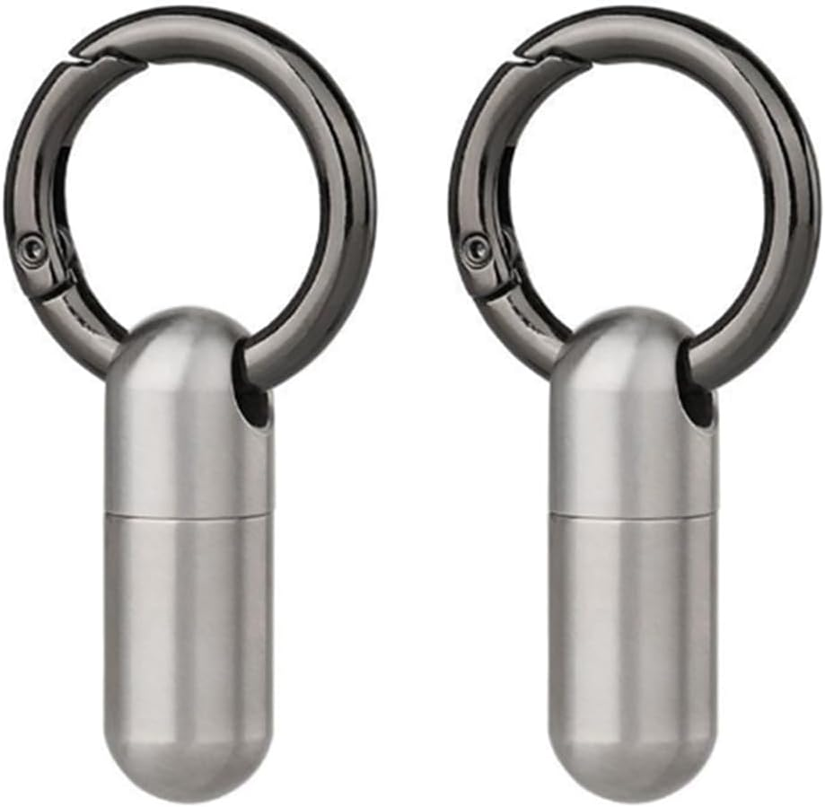 2PCS Waterproof Stainless Steel Pill Box Keychain - Container and Bottle Cache for Medication Storage image number 5