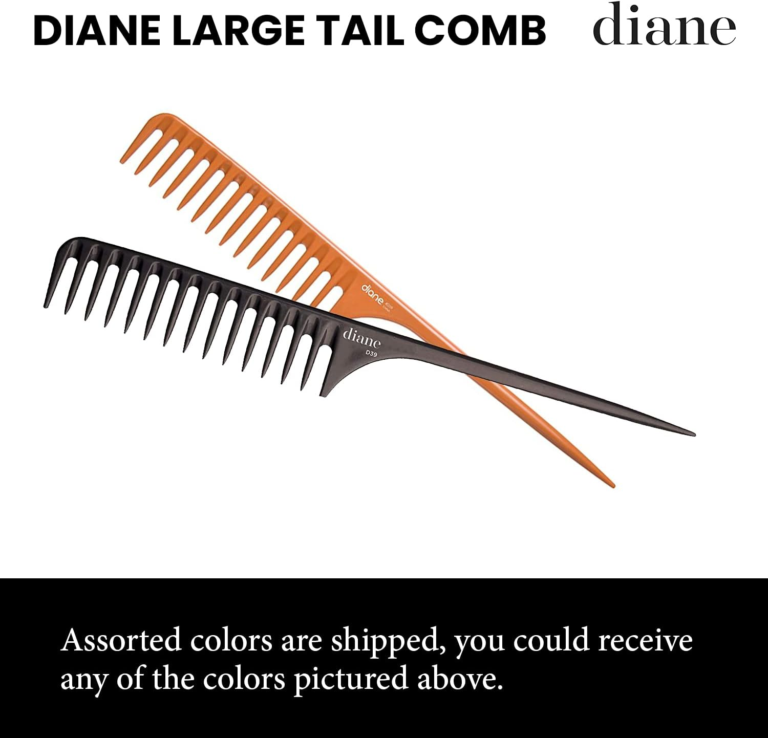 Diane Large Tail Comb, 11.5 Inch, Color May Vary