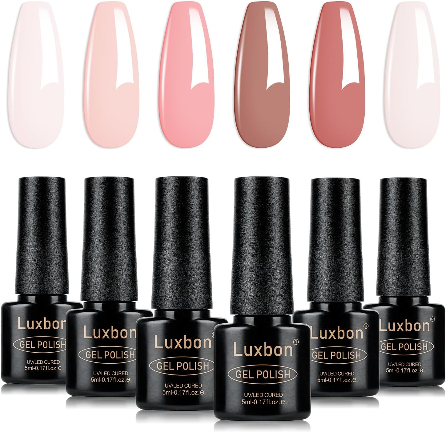 Luxbon 6 Pcs Pearl Gel Nail Polish Set - Spring Colour Set Long Lasting Gel Polish, Uv Led Soak off Nail Art Designs Manicure Kit 009