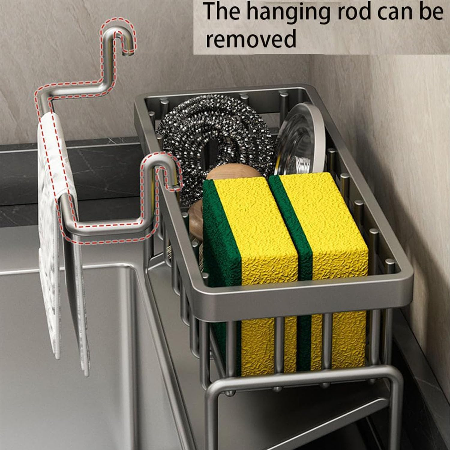 2 Tier Dish Drying Rack for Kitchen Counter, Dish Racks with Drainboard Set, Rustproof Dish Drainer with Cutlery Utensil Rack & Holders,For Kitchen Storage and Organisation (Gray) - Grey image number 6