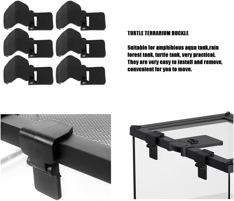 WADY 6Pcs Terrarium Lock Aquarium Lid Clips,Turtle Feeding Box Lock Buckle -Escape Reptile Terrarium Clips for Tanks Living Box Buckle 4.5 * 2.5Cm image number 6