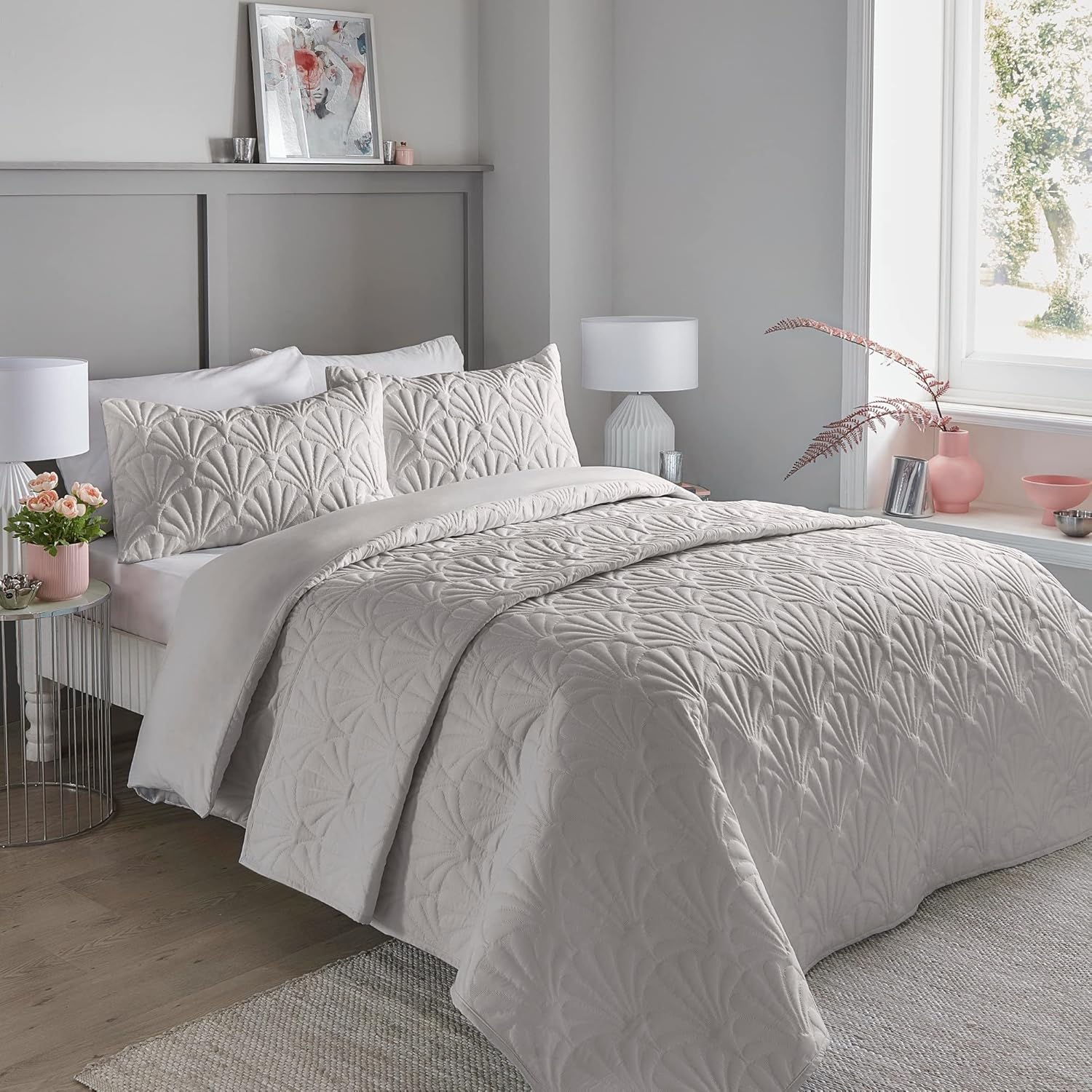 Serene - White Floral Embroidery Duvet Cover - Single Bedding Size (135 X 200Cm) - Luxury Bedding - Soft Touch - Pinsonic/Ultrasonic Pattern - White Embossed Duvet - Cavili Collection