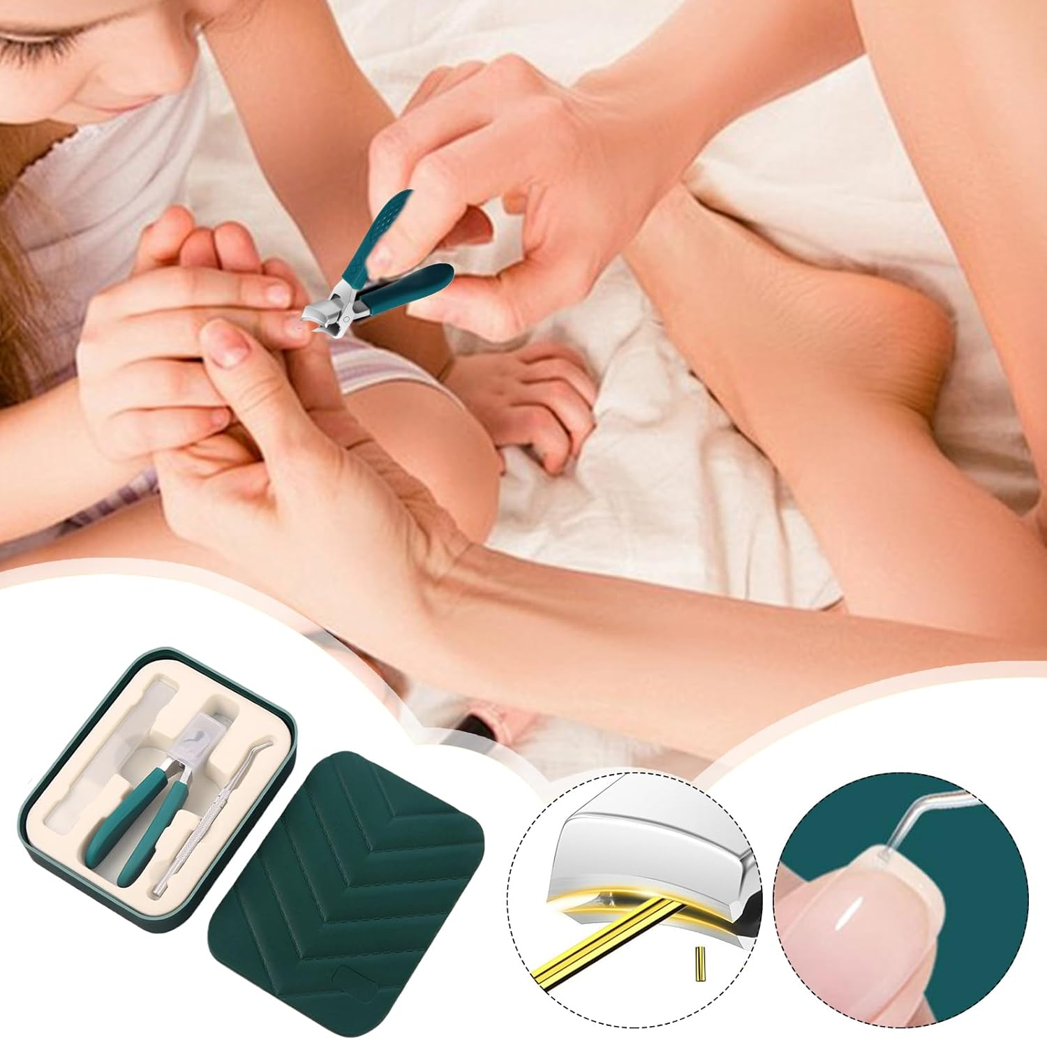 Nail Trimmer | Anti-Splash Ingrown Nail Trimming Tool with File and Spoon | Heavy Duty Wide Jaw Opening Beveled Manicure Tool for Seniors Elderly Adults Pedicure