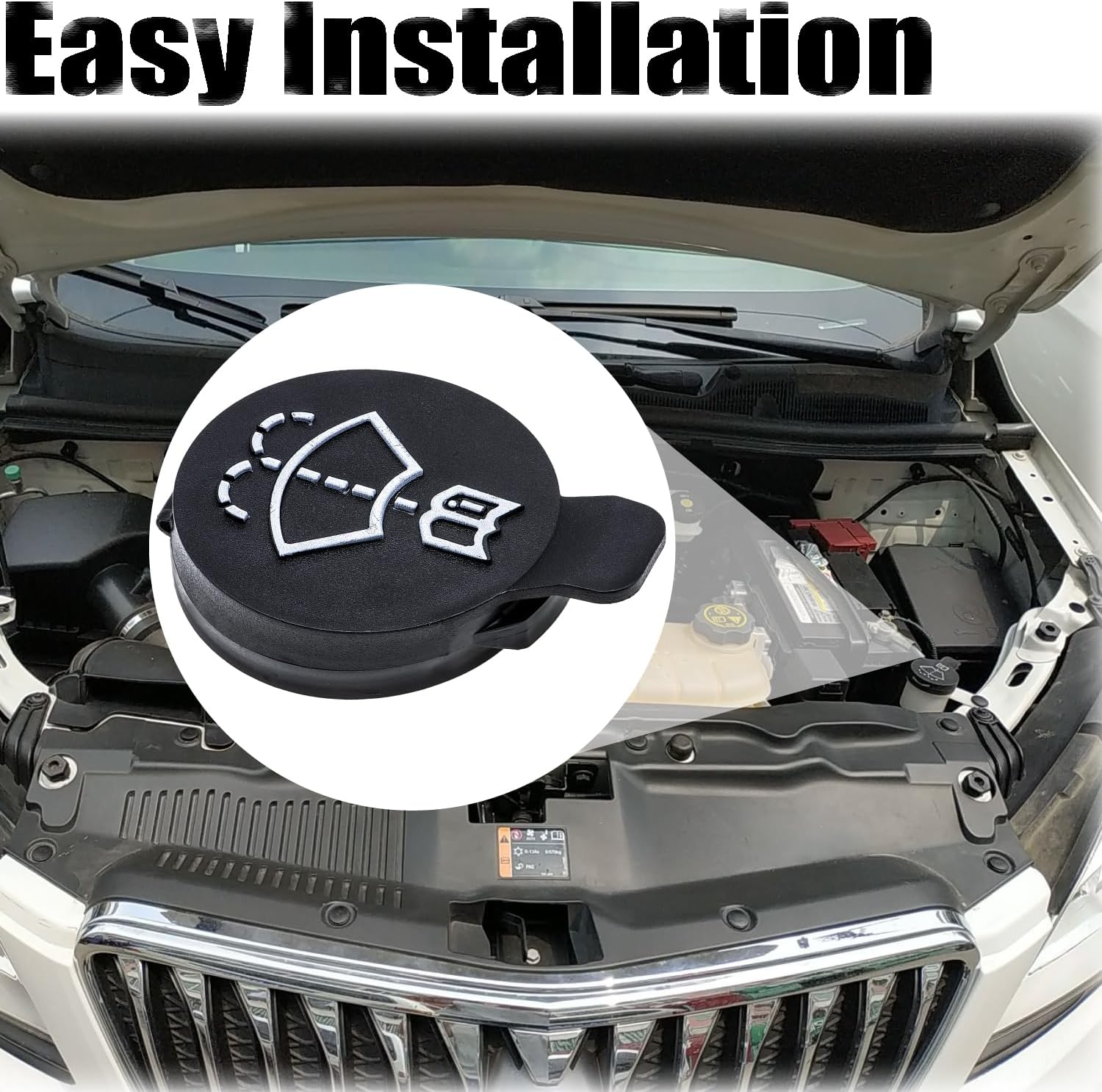 MEAJOO 1PCS Windshield Wiper Washer Fluid Reservoir Cap Tank Bottle Cap OEM 13227300 12767700 19172571 12788573 4563292 (Black) image number 2