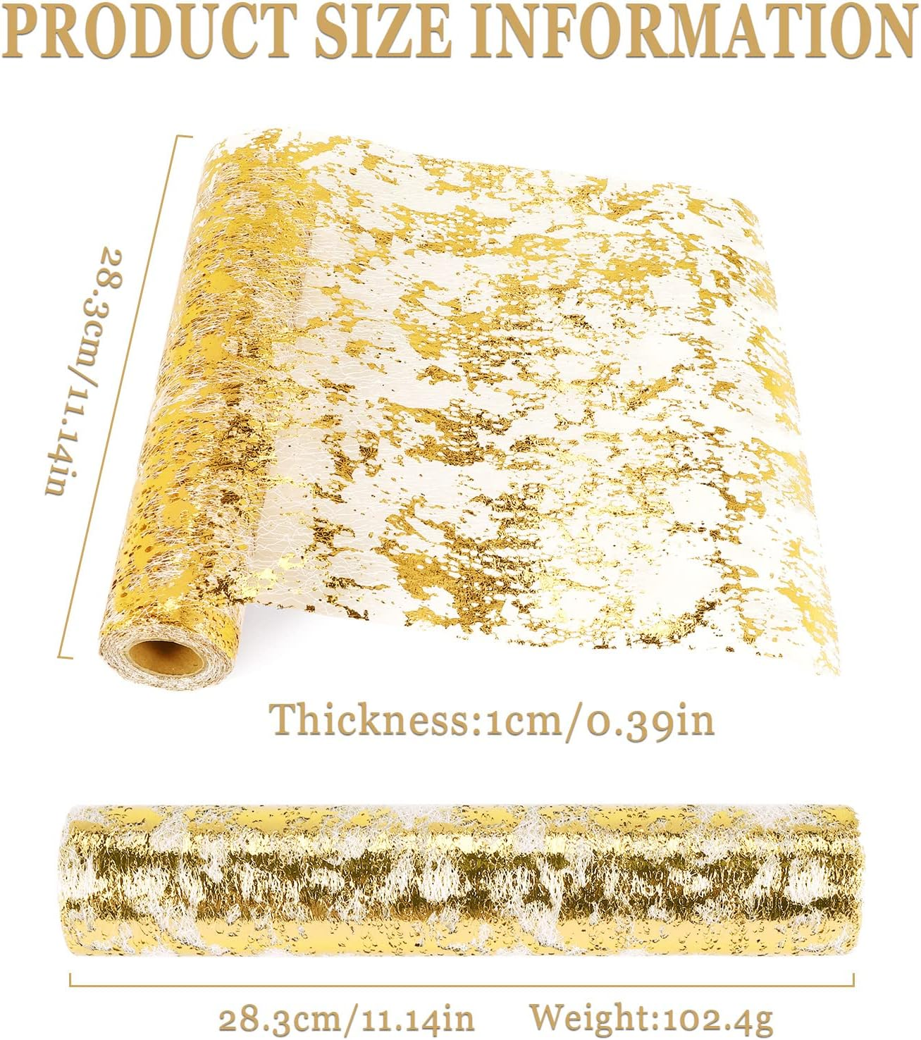 Laiaouay Table Runner, Sparkling Polyester Tulle Ribbon Roll with Gold Foil,Birthday Party Wedding Christmas Decor 28Cmx10M image number 1