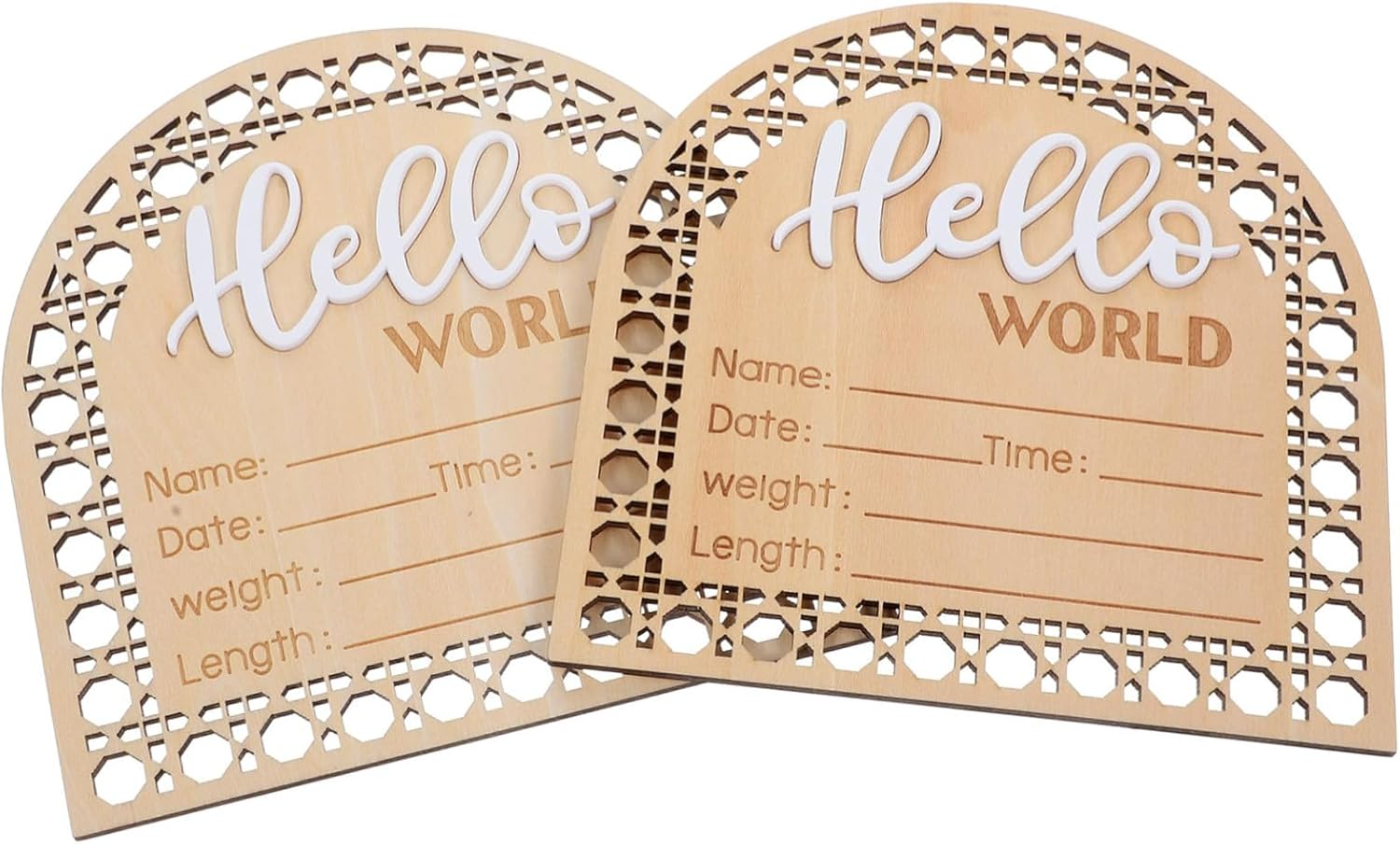 VANZACK Newborn Sign and Baby Name Announcement Board Wooden Birth Announcement Sign for Nursery Room Newborn Baby Shower Photo Prop 2Pcs Set image number 5