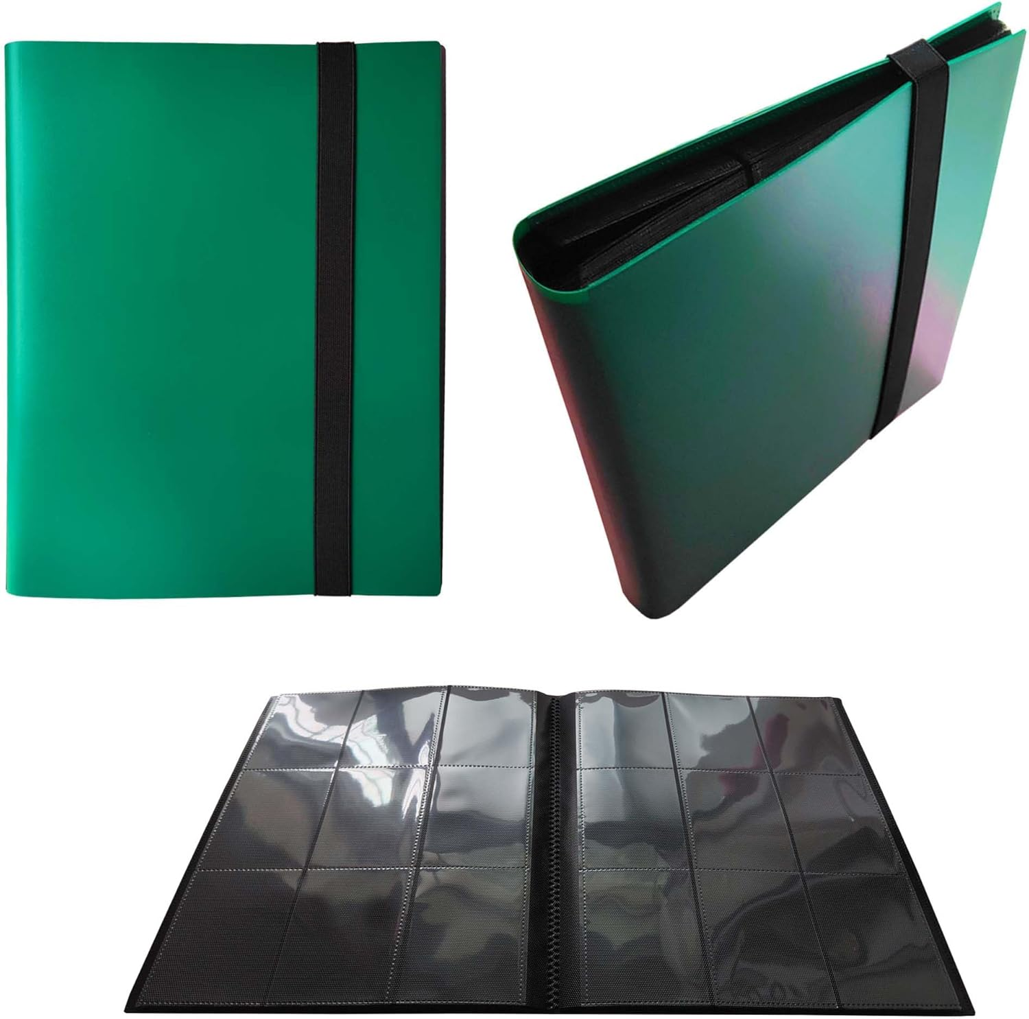 Trading Card Binder Holder, Sports Card Album with Card Sleeves, Book Protection Trading Cards - 9 Pocket - Put up to 360 Cards(Green) image number 5