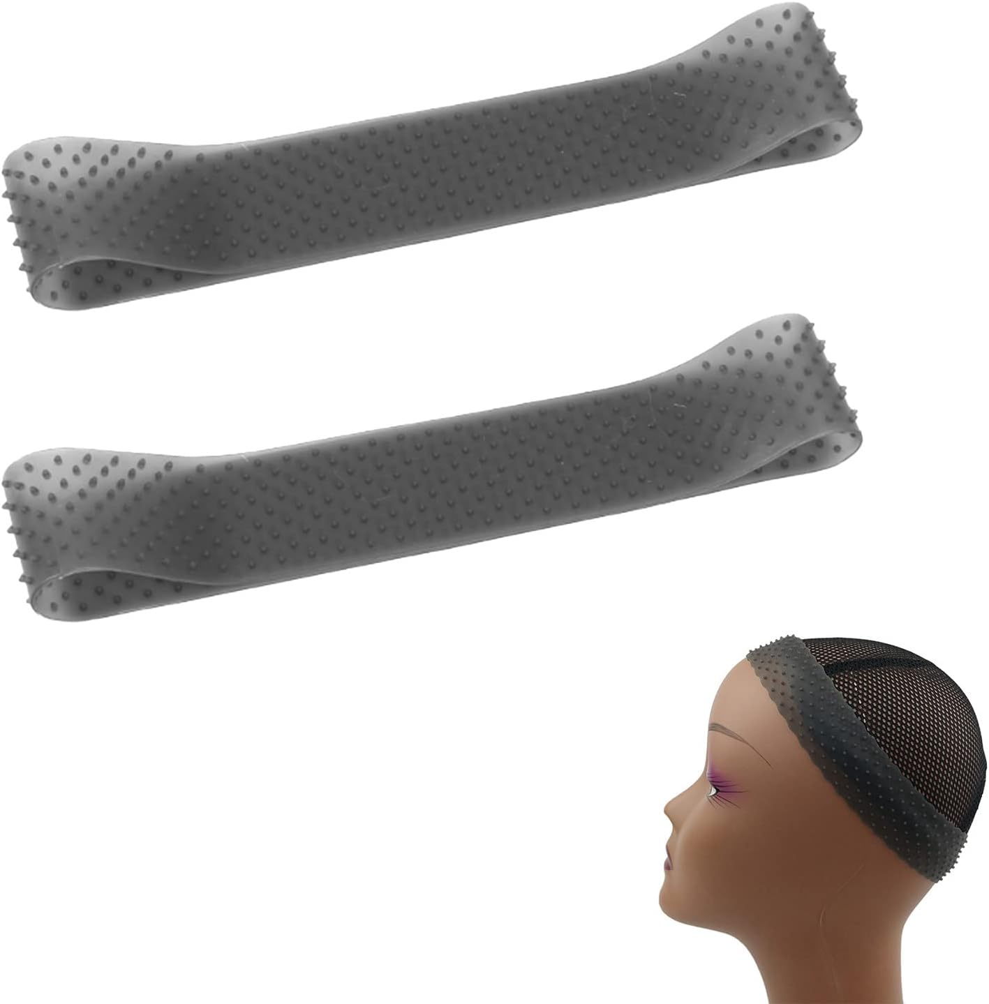 Adjustable Silicone Grip Wig Band,Silicone Wig Headband Non Slip Bands Seamless for Men Women Sports Yoga,2 PCS (White)