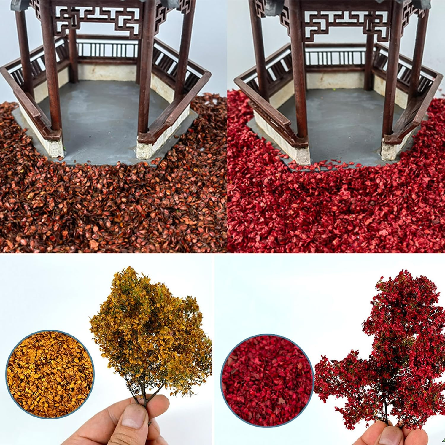 Cayway Realistic Miniature Leaves,4 Pack Shrink Model Scenery Leaf, 4 Color Simulation Leaves for DIY Railway Fairy Garden Simulation Vine for Fairy Garden Diorama Scenery Landscape Layout image number 4