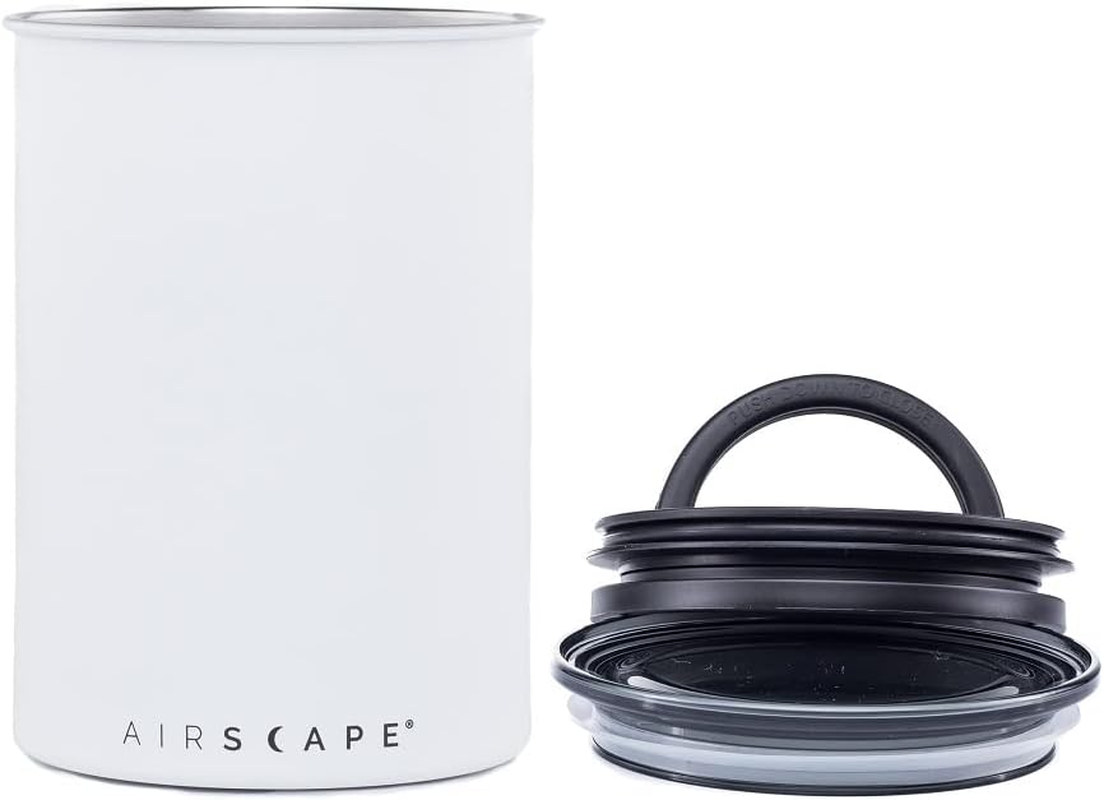 Planetary Design Airscape&reg; Stainless Steel Coffee Canister | Food Storage Container | US Patented Inner Plunger Lid REMOVES Excess Oxygen | Don'T Buy Airtight, Buy Air-Less | (Medium, Matte White) image number 3