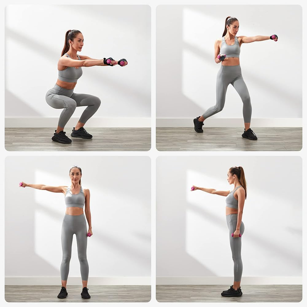 TOMVAES 2Pcs Hanteln Fitness Dumbbell Hexagon Non-Slip Cast Iron Krafttraining Workout Fitnesstraining in 6Kg Pair,Pink image number 5