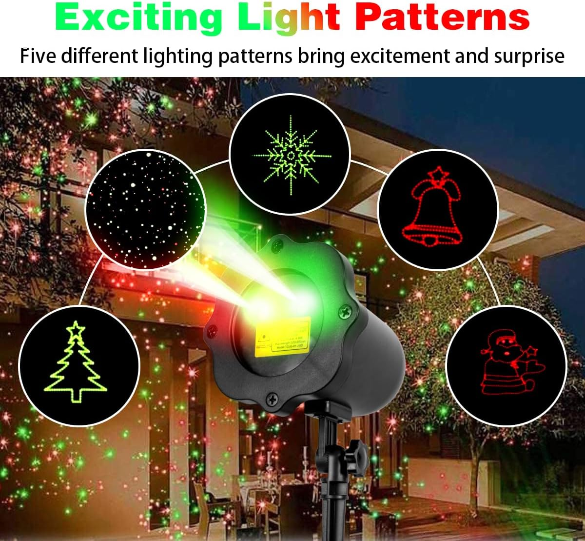 Christmas Projector Lights,Outdoor LED Christmas Lights with 16 Christmas Patterns with Remote Control,Waterproof Snow Projector Suitable for Xmas Birthday Party,Holidays,Decorative Lights image number 6
