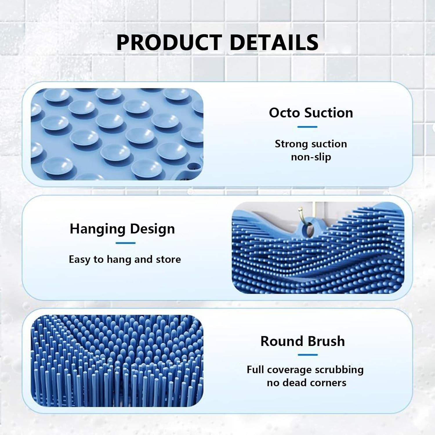 Foot Scrubber for Shower Floor | Non-Slip Silicone Foot Massage Mat with Suction Cups,Health & Household Pad for Post-Workout Pedicure Prep Home Spa Family Travel Bathtub - Pink image number 5