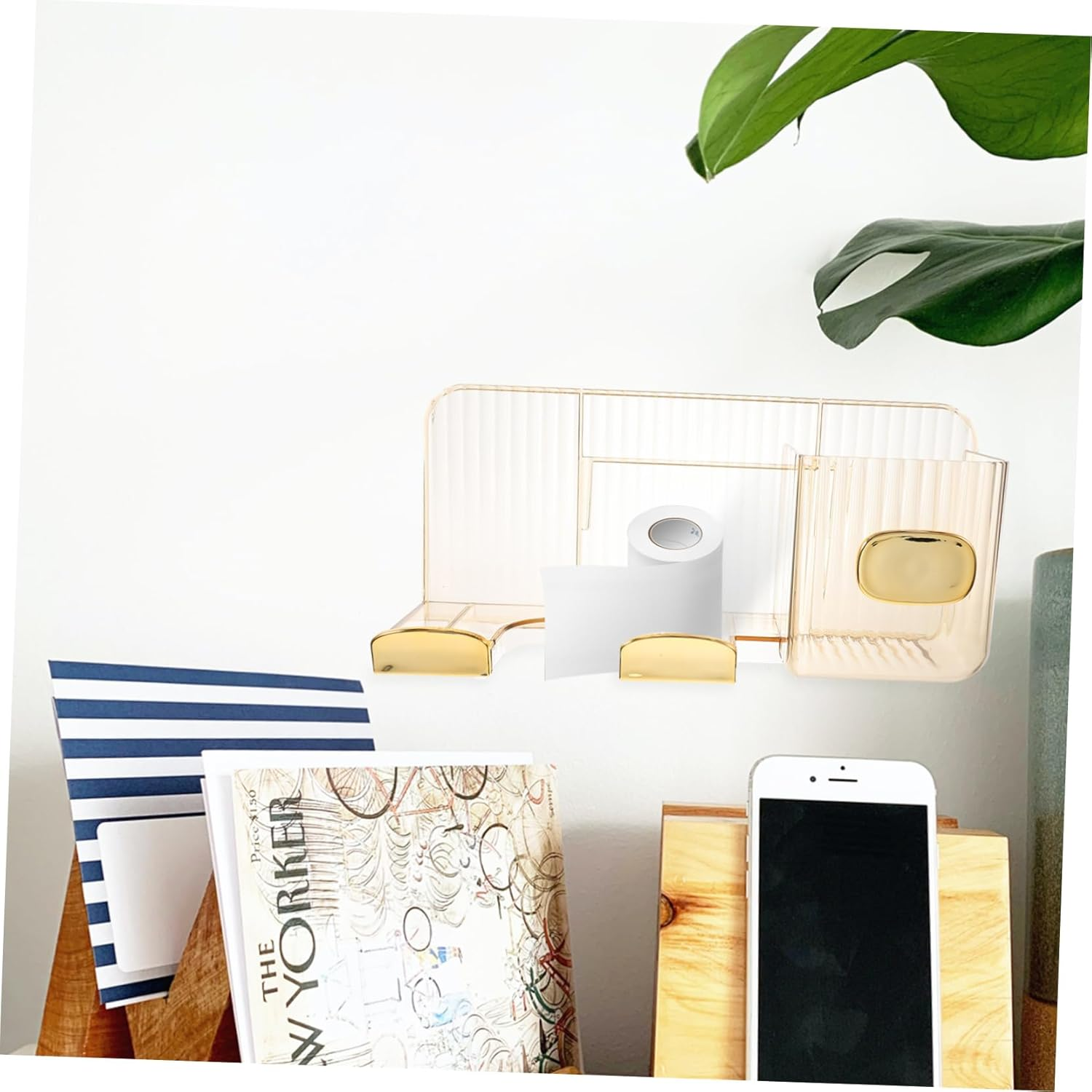 Beavorty Hair Dryer Storage Rack Hair Dryer Holder Wall-Mounted Bathroom Organizer - Transparent image number 4