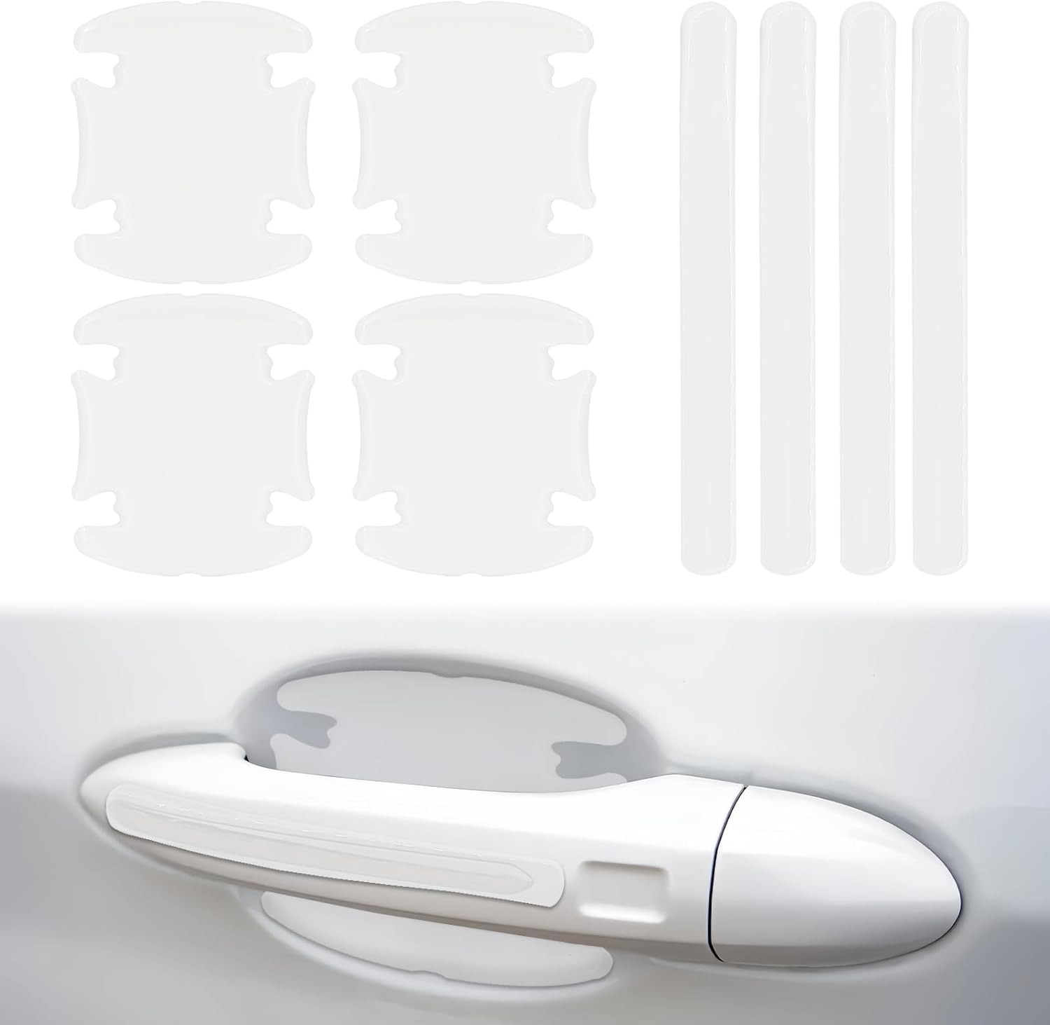 8Pcs Waterproof Car Door Handle and Rear View Mirror Scratch Protector Sticker, Transparency Anti-Scratches Cup Protector image number 2