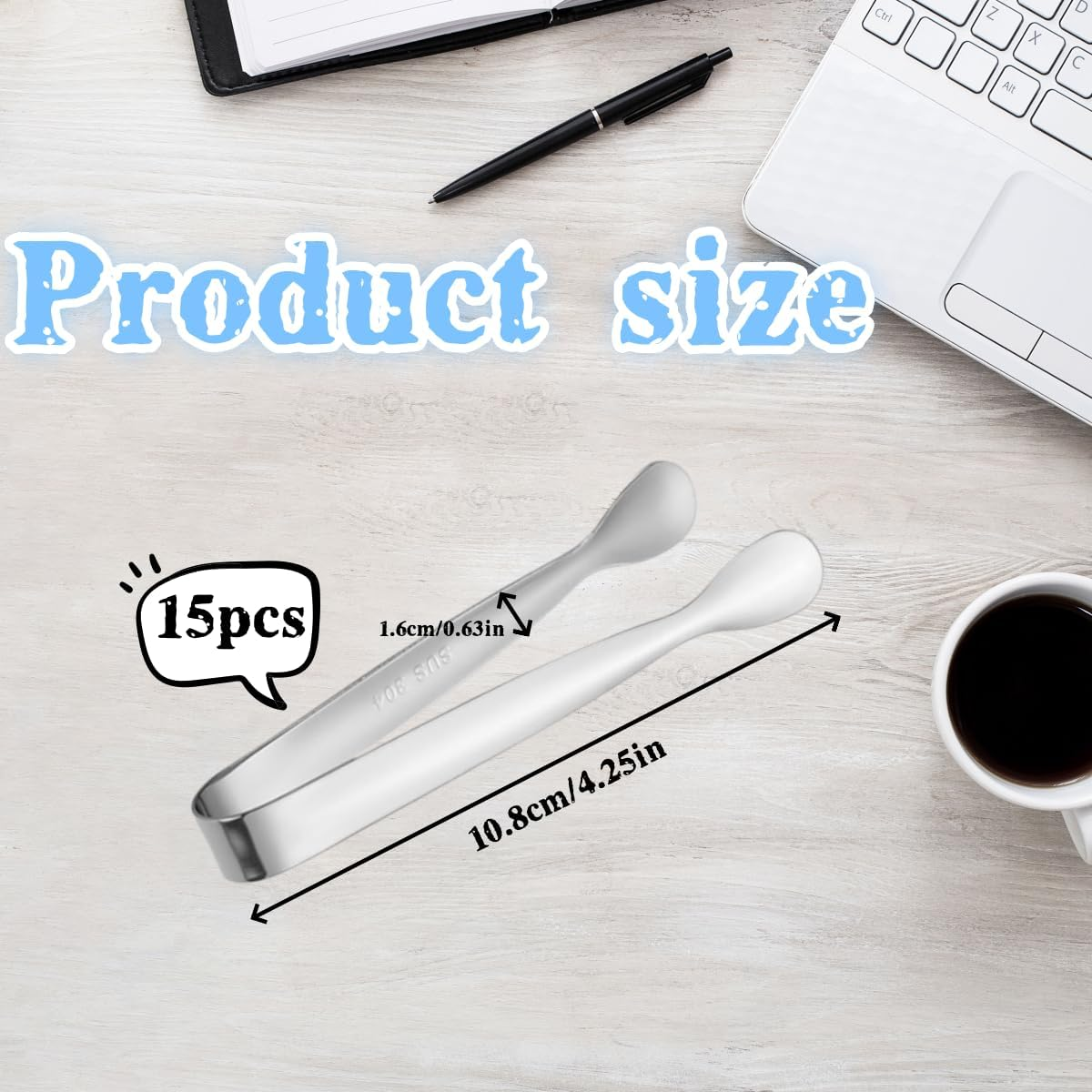 Stainless Steel Mini Ice Tongs, Silver Kitchen Tongs, for Tea Parties, Coffee Bars, Dessert Bars, 15 Pieces image number 3