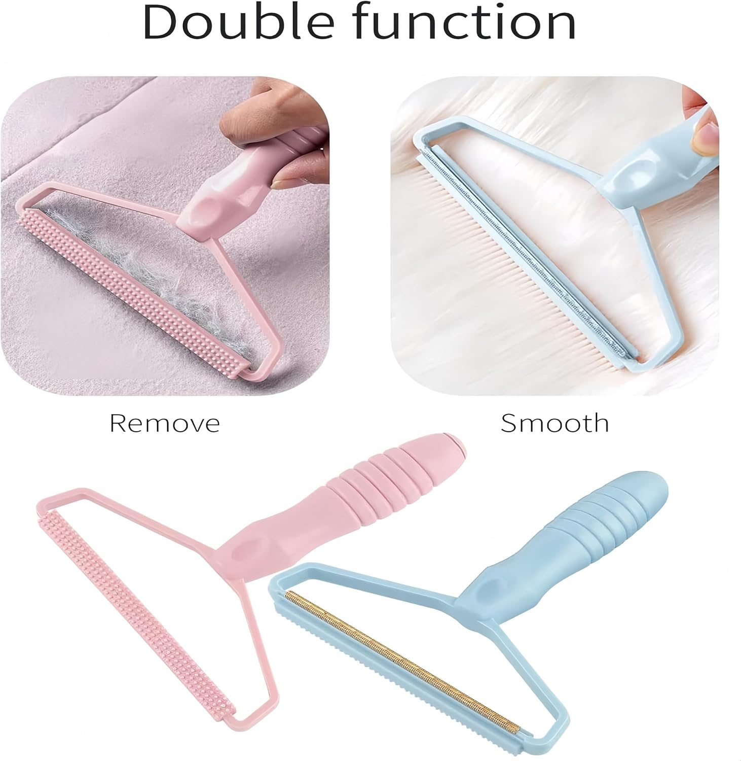 Febohao 2Pcs Cat Dog Pet Hair Remover Double Sided Lint Remover for Clothes Furniture Blanket Clothes Bedding Car Mat Pet Tower Fabric Shaver Reusable Manual Scraper Cleaning Brush Tool image number 3