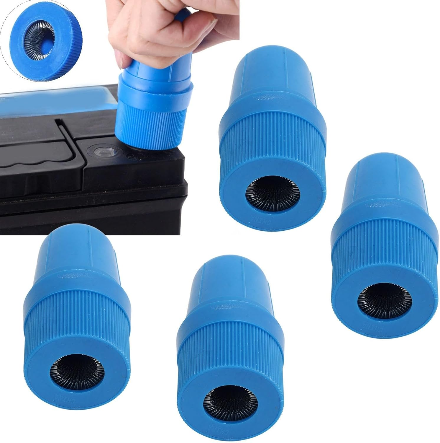 Battery Terminal Cleaners, Compact 4Pcs Battery Terminal Brush 2 in 1 anti Corrosion Washers Protector Fiber for All Automotive Batteries image number 5