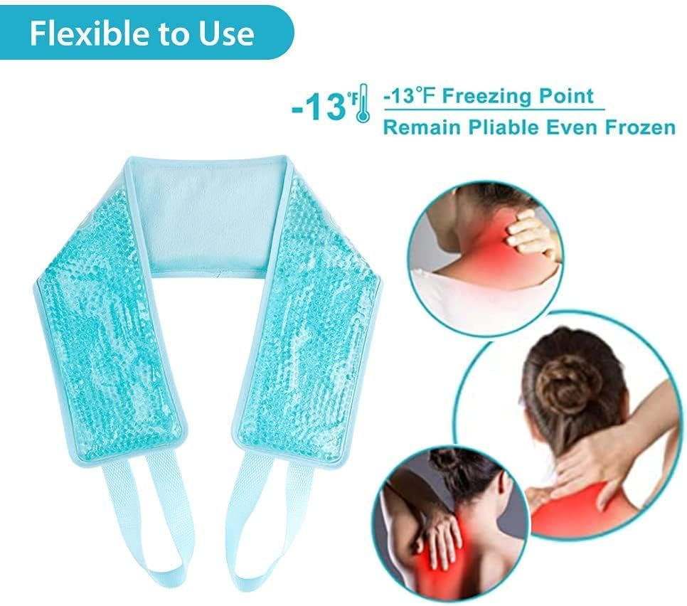 Hot Cold Therapy Pack for Neck Shoulder Back Knee,Reusable Gel Beads Cooling Neck Wrap Pain Relief for Injuries,Swelling, Aches, Bruises & Sprains image number 4