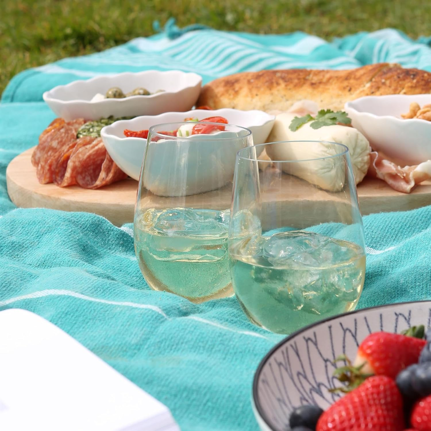 Argon Tableware Reusable Plastic Glasses - 480Ml - Pack of 12 - Stemless Wine Glasses - Clear Cocktail Champagne Tumbler Drinking Cups for Garden, Parties, Weddings, BBQ and Picnic image number 3