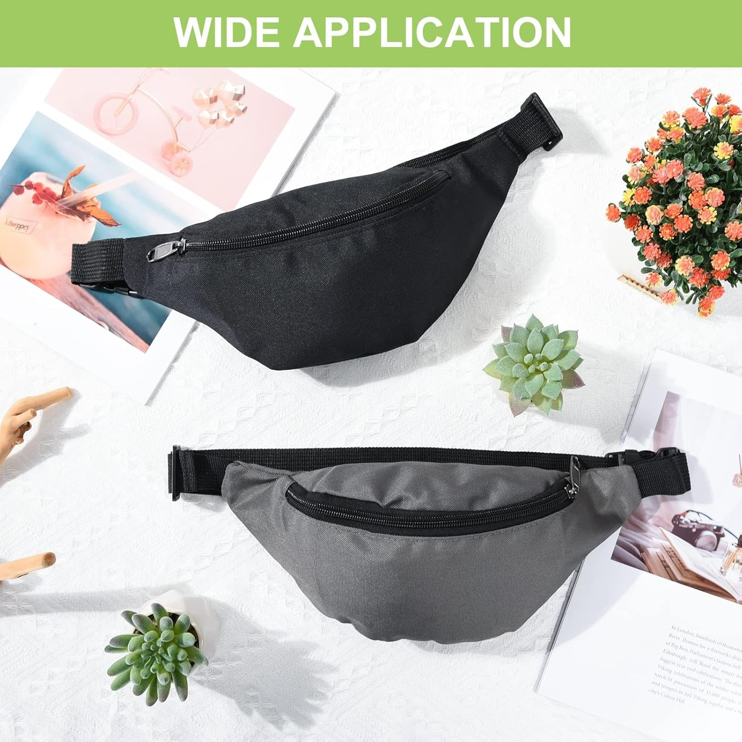 Kvadouly 2 Pcs Fanny Pack Running Waist Pack for Men & Women &ndash; Lightweight Adjustable Belt Bag for Running, Cycling, Hiking, Traveling, Workout, Rave, Outdoor Activities image number 3