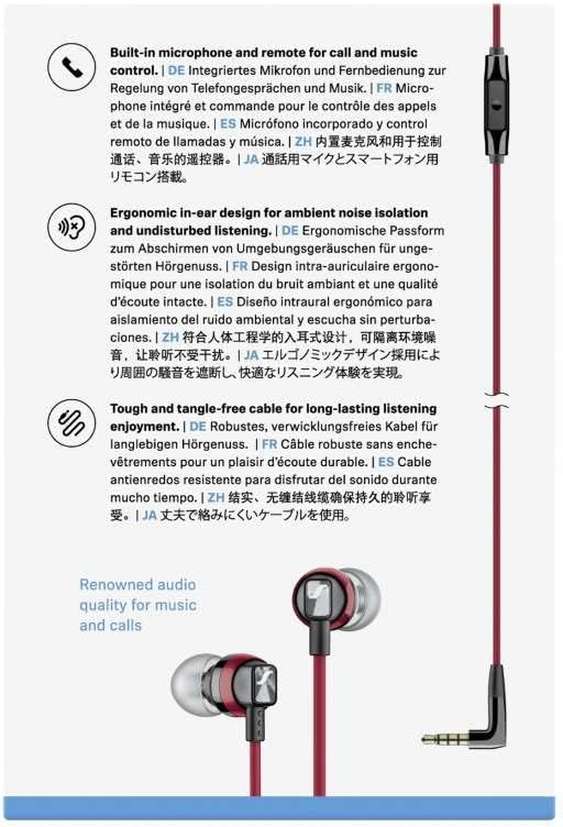 Sennheiser in Ear Headphones CX 300, Red - Black image number 3